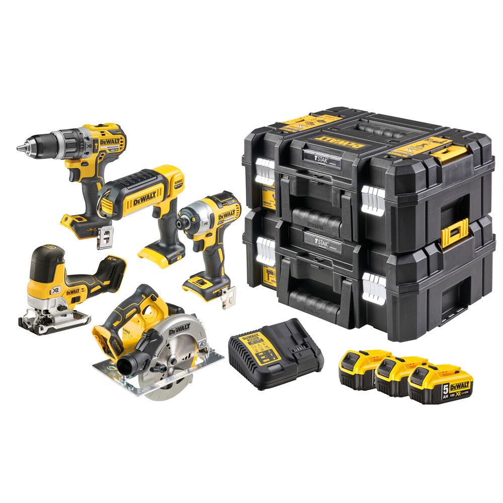 18V/3x5Ah Akku-Kombopack, 5-tlg Werkzeugset (DeWALT DCK500P3T-QW)